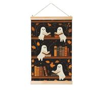 Woshuwo Fantasmi che leggono libri su mensole in legno dipinto da appendere, tela da parete, arte per la casa, opera d'arte moderna, decorazione per la casa 40 x 60 cm