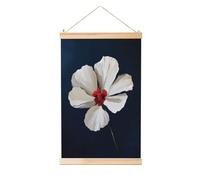 Woshuwo Fiore bianco con un centro rosso dipinto vintage in lino da appendere, arte da parete in lino pezzo d'arte per la casa opera d'arte moderna decorazione fattoria 40 x 60 cm