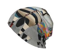 Woshuwo Five Zebra Colorful Beanie Hat unisex lavorato a maglia cappello caldo Slouchy Skull Cap nero