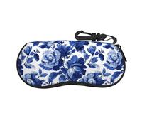 Woshuwo Floreale Blu Bianco Toile Modello Vintage Portatile Occhiali Da Sole Caso Luce Occhiali Da Sole Borsa Occhiali Da Sole Caso