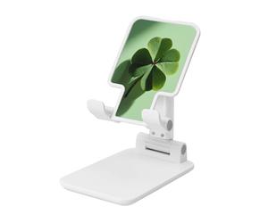 Woshuwo Four-Leaf Green Clover Botanical Supporto per cellulare pieghevole ad angolo regolabile in altezza Supporto per cellulare portatile da tavolo compatibile con tutti gli smartphone bianco