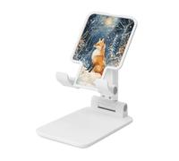 Woshuwo Fox In Snow Christmas Snowy Fantasy Supporto per cellulare pieghevole ad angolo regolabile in altezza Supporto per cellulare portatile da tavolo compatibile con tutti gli smartphone bianco