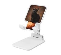 Woshuwo Gattino nero sulla parte superiore di una zucca supporto pieghevole per telefono cellulare ad angolo regolabile altezza desktop portatile culla cellulare compatibile con tutti gli smartphone