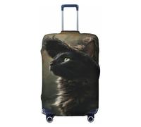 Woshuwo Gatto nero che indossa un cappello da strega, elastico, da viaggio, antipolvere, antigraffio, adatto per valigie da 56-61 cm