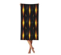 Woshuwo Giallo Arancione Lines On Black Beach Towel 27.5x155 Inch Leggero Telo Mare Ad Asciugatura Rapida Coperta Per Vacanza