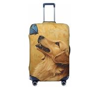 Woshuwo Golden Retriever - Copribagagli elastico da viaggio con farfalla blu, antipolvere, antigraffio, adatto per valigie da 56-61 cm