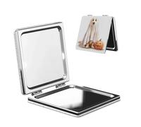 Woshuwo Golden Retriever Dressed As Ghost - Specchio da viaggio per il trucco, double-face, in pelle PU, portatile, compatto, tascabile, con ingrandimento