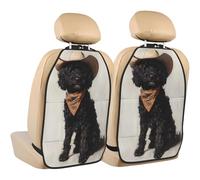 Woshuwo Goldendoodle vintage cane che indossa cappello da cowboy sedile posteriore protezioni calci posteriore, confezione da 2 tappetini con tasche portaoggetti per veicoli per proteggere da sporco