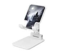 Woshuwo Gothic Castle At Night - Supporto pieghevole per cellulare, ad angolo regolabile, altezza regolabile, portatile, compatibile con tutti gli smartphone, colore: bianco