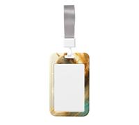 Woshuwo Grazioso porta badge scorrevole in plastica rigida, con gatto, colore oro, per infermieri e ufficio