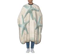 Woshuwo Grembiule da taglio vintage con tre stelle marine color acqua, grembiule da barbiere per adulti