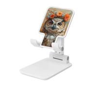 Woshuwo Gufo Acquerello Indossare Una Corona Floreale Supporto Pieghevole Per Cellulare Angolo Regolabile Altezza Desktop Portatile Cellulare Culla Compatibile Con Tutti Gli Smartphone Bianco Stile
