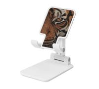 Woshuwo Half Of Tiger Face - Supporto pieghevole per cellulare, ad angolo regolabile, altezza regolabile, portatile, compatibile con tutti gli smartphone, colore: bianco