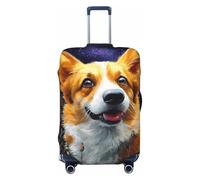 Woshuwo Happy Corgi - Copribagagli da viaggio elastico con cane sorridente, antipolvere, antigraffio, adatto per valigie da 56-61 cm