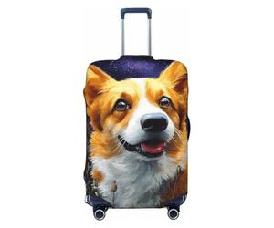 Woshuwo Happy Corgi - Copribagagli da viaggio elastico con cane sorridente, antipolvere, antigraffio, adatto per valigie da 56-61 cm