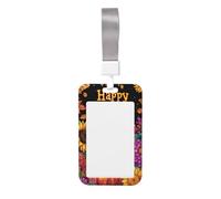 Woshuwo Happy Fall Pumpkins Girasoli Autunno Scorrevole ID Badge Holder Hard Plastic Work Card Case Name Tag Protector per Infermieri Ufficio