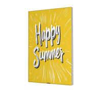 Woshuwo Happy Summer su tela minimalista gialla poster artistico da parete stampa estetica pittura per dormitorio camera da letto soggiorno, 30 x 45 cm con cornice