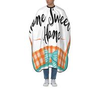 Woshuwo Home Sweet Home - Grembiule da parrucchiere con motivo a scacchi, colore: arancione