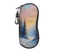Woshuwo Inverno Tramonto Snowy Pine Trees Strada Tracce Occhiali Portatile Custodia Luce Occhiali Da Sole Borsa Occhiali Da Sole Caso