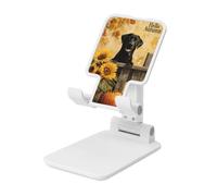 Woshuwo Labrador nero su una ringhiera in legno pieghevole supporto per telefono cellulare ad angolo regolabile altezza desktop portatile culla cellulare compatibile con tutti gli smartphone bianco