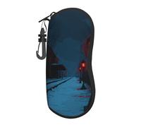 Woshuwo Lanterne gotiche lungo il sentiero innevato Custodia per occhiali da sole portatile Custodia per occhiali da sole leggera