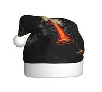 Woshuwo Majestic - Cappello da Babbo Natale con orso nero che tiene una tazza di birra, cappello di Babbo Natale per adulti