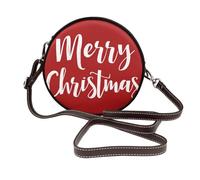 Woshuwo Merry Christmas On Red Donna Rotonda Crossbody Borse In Pelle Sling Bag Borsa