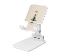 Woshuwo Minimal Christmas Evergreen Tree Red Ribbon Bow Supporto pieghevole per telefono cellulare ad angolo regolabile in altezza Supporto per cellulare portatile da tavolo compatibile con tutti gli