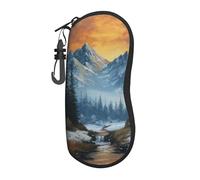 Woshuwo Montagne E Foreste Con Un Tramonto Portatile Occhiali Da Sole Caso Luce Occhiali Da Sole Borsa Occhiali Da Sole Caso