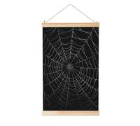 Woshuwo Motivo ragnatela con linee bianche dipinto da appendere in lino, arte da parete in lino, opera d'arte moderna per la casa, decorazione per casa 40 x 60 cm