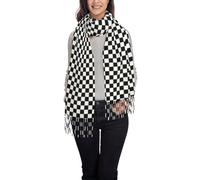 Woshuwo Nero E Bianco Scacchiera Modello Donne Sciarpa Nappa Sciarpa Scialle Caldo Signore Frange Scialle Avvolge