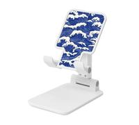 Woshuwo Ocean Wave Pattern Japanese Woodblock Supporto pieghevole per telefono cellulare ad angolo regolabile in altezza Supporto per cellulare portatile da tavolo compatibile con tutti gli smartphone