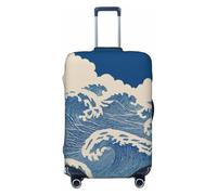 Woshuwo Ocean Waves - Copripagagli da viaggio elastico blu e crema, antipolvere, antigraffio, adatto per valigie da 56-61 cm