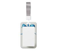 Woshuwo Ornamento natalizio vintage con fiocco blu scorrevole porta badge in plastica dura custodia per biglietti di lavoro per infermieri ufficio