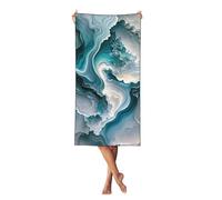 Woshuwo Pittura a inchiostro Jade intagli Texture Marmo Telo da spiaggia 60 x 140 cm Telo da spiaggia leggero ad asciugatura rapida coperta per le vacanze