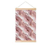 Woshuwo Pittura da appendere in lino con marmo rosa, arte da parete in lino, arte per la casa, opera d'arte moderna, decorazione per fattoria, 40 x 60 cm