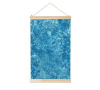 Woshuwo Pittura da appendere in lino con texture blu metallizzata lucida, semplice e piatta, decorazione da parete per la casa, opera d'arte moderna, decorazione per casa colonica, 40 x 60 cm