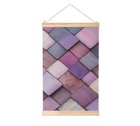 Woshuwo Pittura geometrica in legno liscio lucido viola lucido piastrelle in lino, arte da parete in lino pezzo d'arte per la casa opera d'arte moderna decorazione fattoria 40 x 60 cm