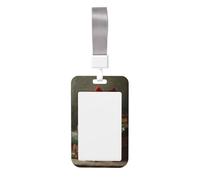 Woshuwo Porta badge con agrifoglio e vischio, stile vintage, scorrevole, in plastica rigida, per biglietti di lavoro, per infermieri e ufficio