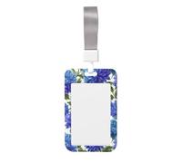 Woshuwo Porta badge con crisantemi blu con foglie verdi scorrevoli, in plastica rigida, per infermieri e ufficio