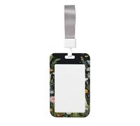 Woshuwo Porta badge con due simpatici fantasmi con fiori scorrevoli, in plastica dura, per infermieri e ufficio