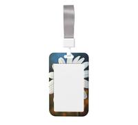 Woshuwo Porta badge con margherita semplice con petali bianchi al centro, scorrevole, in plastica rigida, per infermieri e ufficio