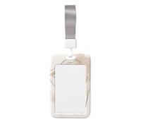 Woshuwo Porta badge con scritta "Woman Holding A Hat Lines Minimalism Sliding Id Badge Holder Hard Plastic Work Card Case Name Tag Protector for Nurses Office