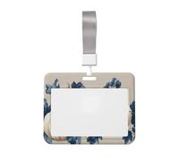 Woshuwo Porta badge con zucche blu e bianche con foglie scorrevoli, in plastica dura, per infermieri e ufficio