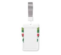 Woshuwo Porta badge identificativo con farfalla rosa verde e fiocco rosso, in plastica rigida, per infermieri e ufficio