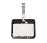Woshuwo Porta badge in plastica rigida con fiori bianchi su sfondo marrone, per documenti di identità e tessere, per infermieri e ufficio