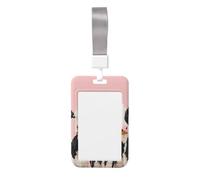 Woshuwo Porta badge scorrevole con 3 mucche su sfondo rosa chiaro, in plastica dura, per infermieri e ufficio