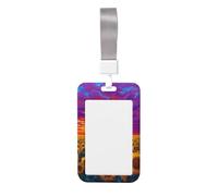 Woshuwo Porta badge scorrevole con campo estivo di girasoli e sole, in plastica dura, per infermieri e ufficio