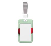 Woshuwo Porta badge scorrevole con cuore rosso su sfondo verde, in plastica dura, per infermieri e ufficio