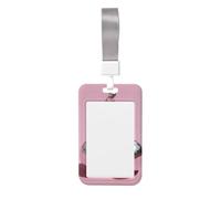 Woshuwo Porta badge scorrevole con due ciliegie argentate su sfondo rosa, in plastica dura, per infermieri e ufficio